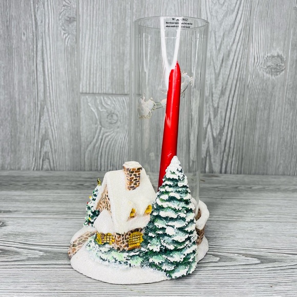 2005 Thomas Kinkade Teleflora Memories of Christmas Candle Holder Santa Globe - Picture 3 of 7